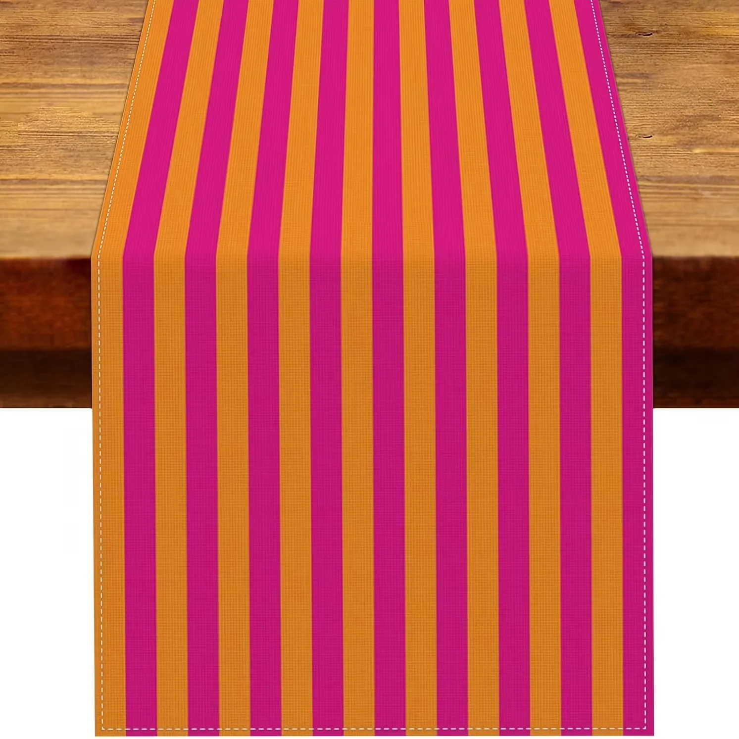 Hot Pink Orange Stripe Table Runner Sunset Design, Kitchen Dining Home Decor for Daily Table Setting