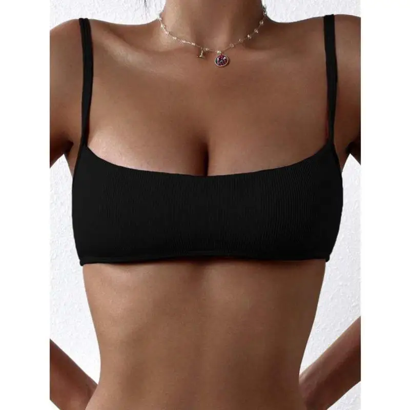 

Новый летний пляжный однотонный бикини в рубчик, повседневная спортивная одежда через плечо, длина Seven Sve UMX8253, осенний сезон