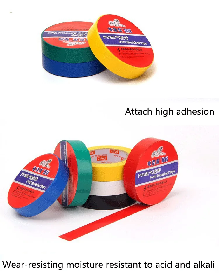 PVC-Isolierband, rot, gelb, grün, blau, schwarz, Isolierband, Super Stick, wasserdichtes PVC-Band, 1 Rolle 10 m und 5 m – Detail 5
