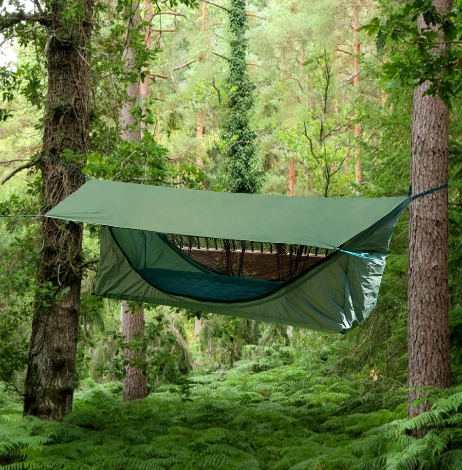 New Mosquito net and Sun shelter Waterproof tarp for Outdoor camping Design Garden Swing Hammock with Inflatable mattress