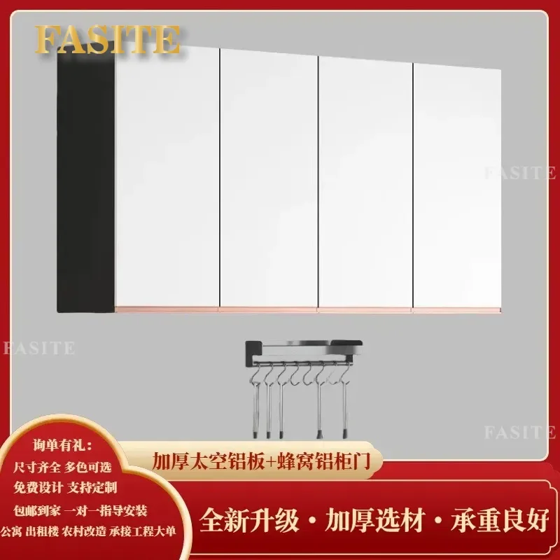 For Kitchen Bathroom Balcony Space Aluminum Wall Mounted Storage Cabinet Integrated Top Hanging Cupboard Organizer Durable