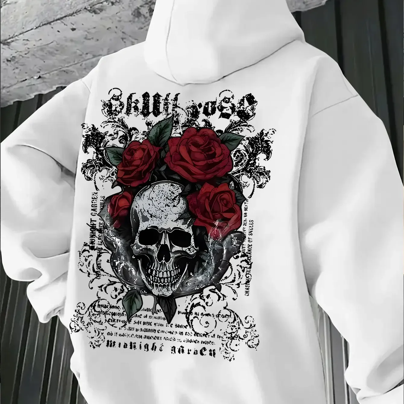 Men's trendy American hip-hop style skull print hoodie long-sleeved pullover men's sweatshirt with street dark style - Image 3