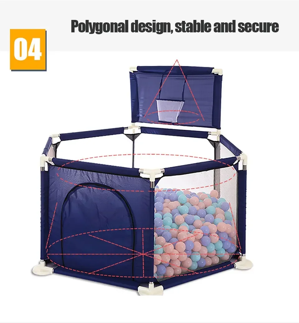 Hexagon Type Playpen for Children Indoor Infant Playground Fence Toddler Baby Red Color Safety Guardrail Park Without Ball