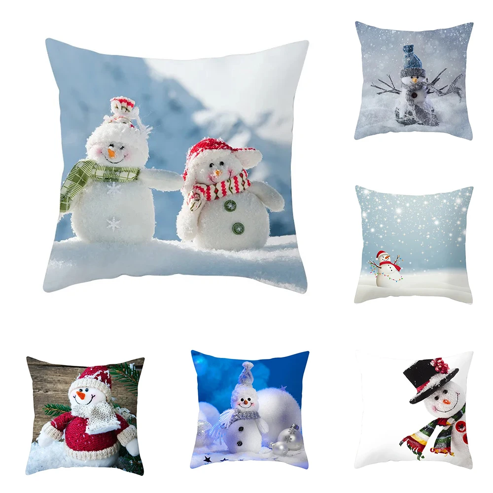 

Christmas Snowman Pillowcase Winter Home Sofa Pillowcase Cute Cushion Cover New Year Home Decoration