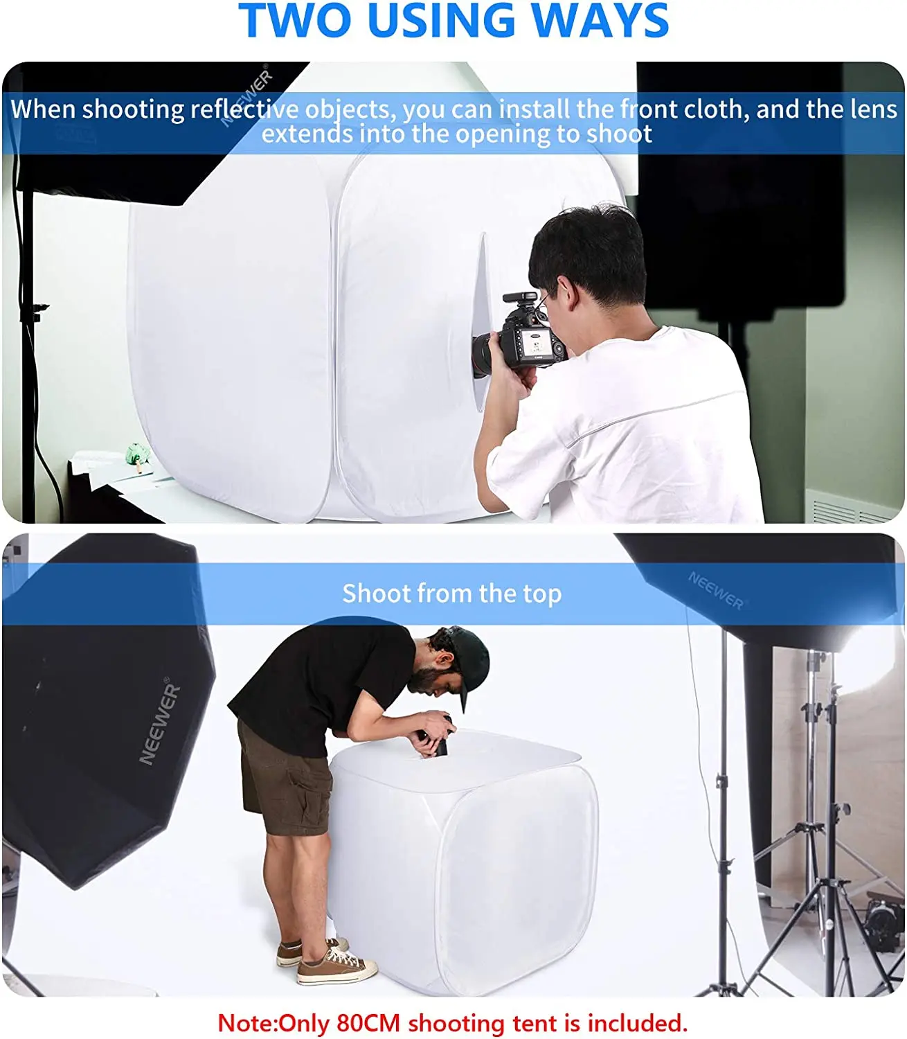 Neewer 32x32 inch/80x80cm Photo Studio Shooting Tent, Foldable Light Cube, Diffusion Soft Box, Light Box for Photography