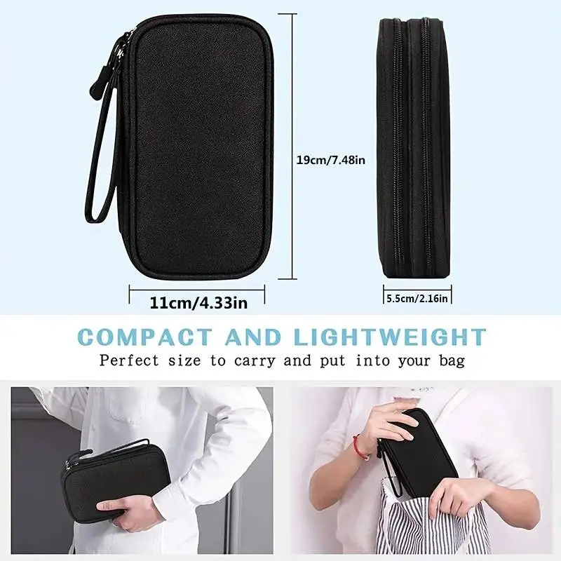 Multi-Function Travel Cable Organizer Bag Double Layer 3C Digital Portable Storage Bag for Data Cable/Earphone/Charge/Watchband