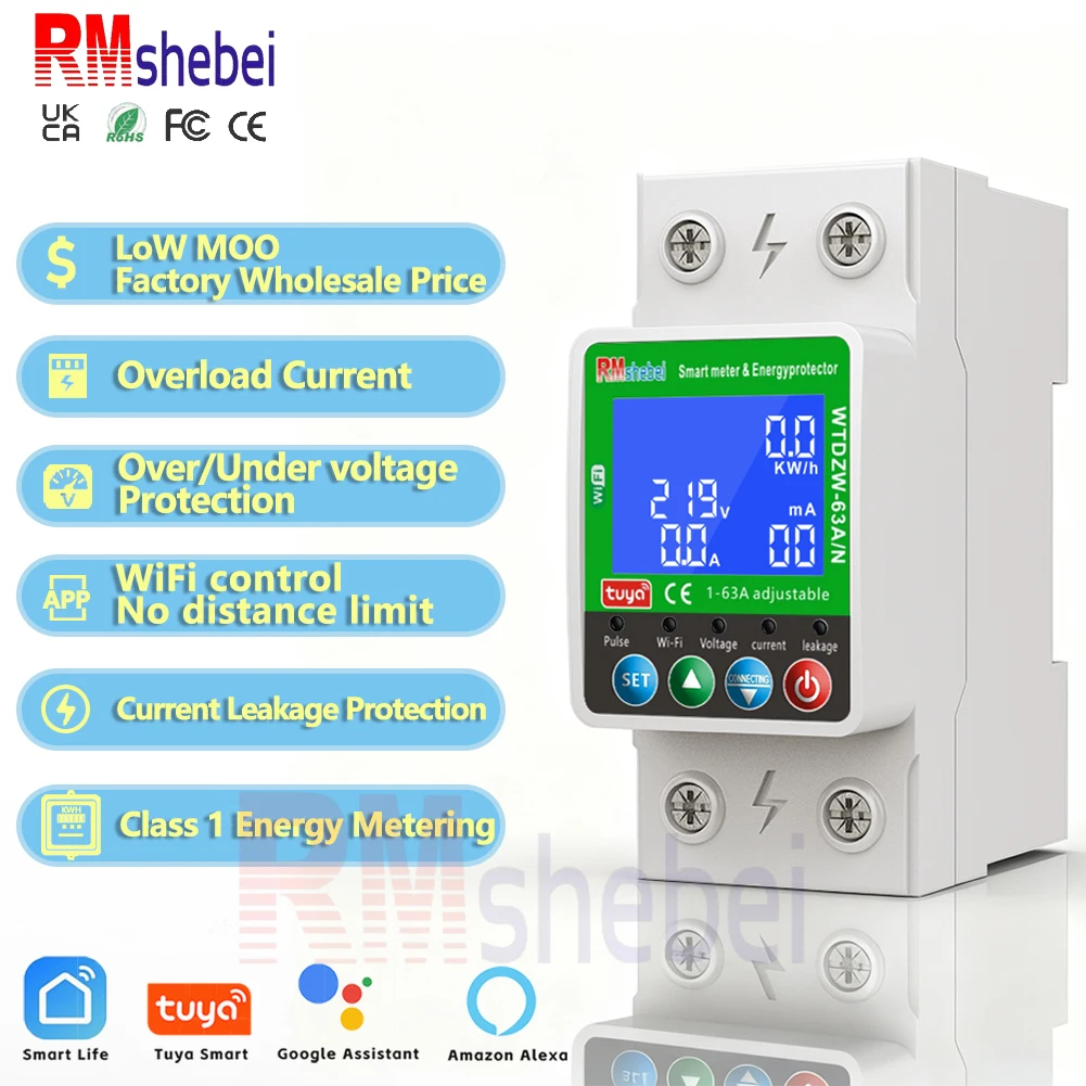 

RMshebei Current Leakage protection Wifi Circuit Breaker Can Control More Than 300 Voltages Timer Under Over Voltage Protector