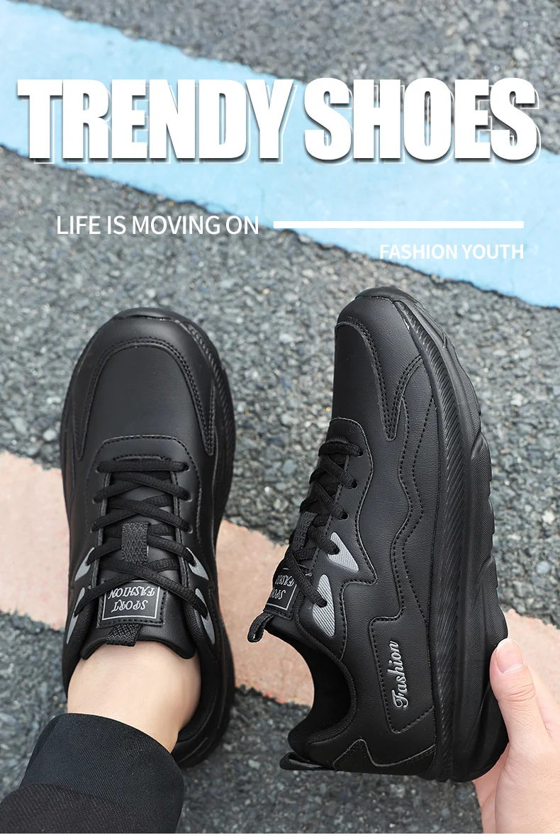 Sneakers Herrenschuhe Weiche Mokassin-Schuhe Bequeme Freizeitschuhe für Herren Einfarbig Schwarz Grau Herren-Gehschuhe Übergrößen 39-46 – Detail 8