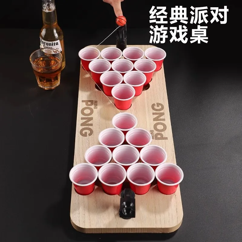 Mini Wooden Beer Cup Game Pinball Entertainment Party Leisure Toy