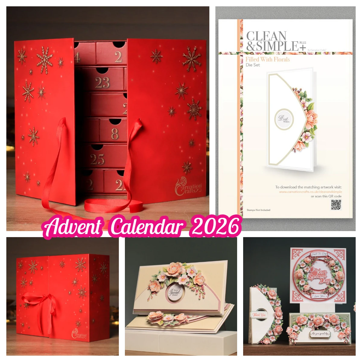 Adventskalender 2026 Florale Stanzformen-Set Geschenk Maus Durchdachte Flora Metall-Stanzformen für DIY Scrapbook Karten Geschenkherstellung Fotoalbum