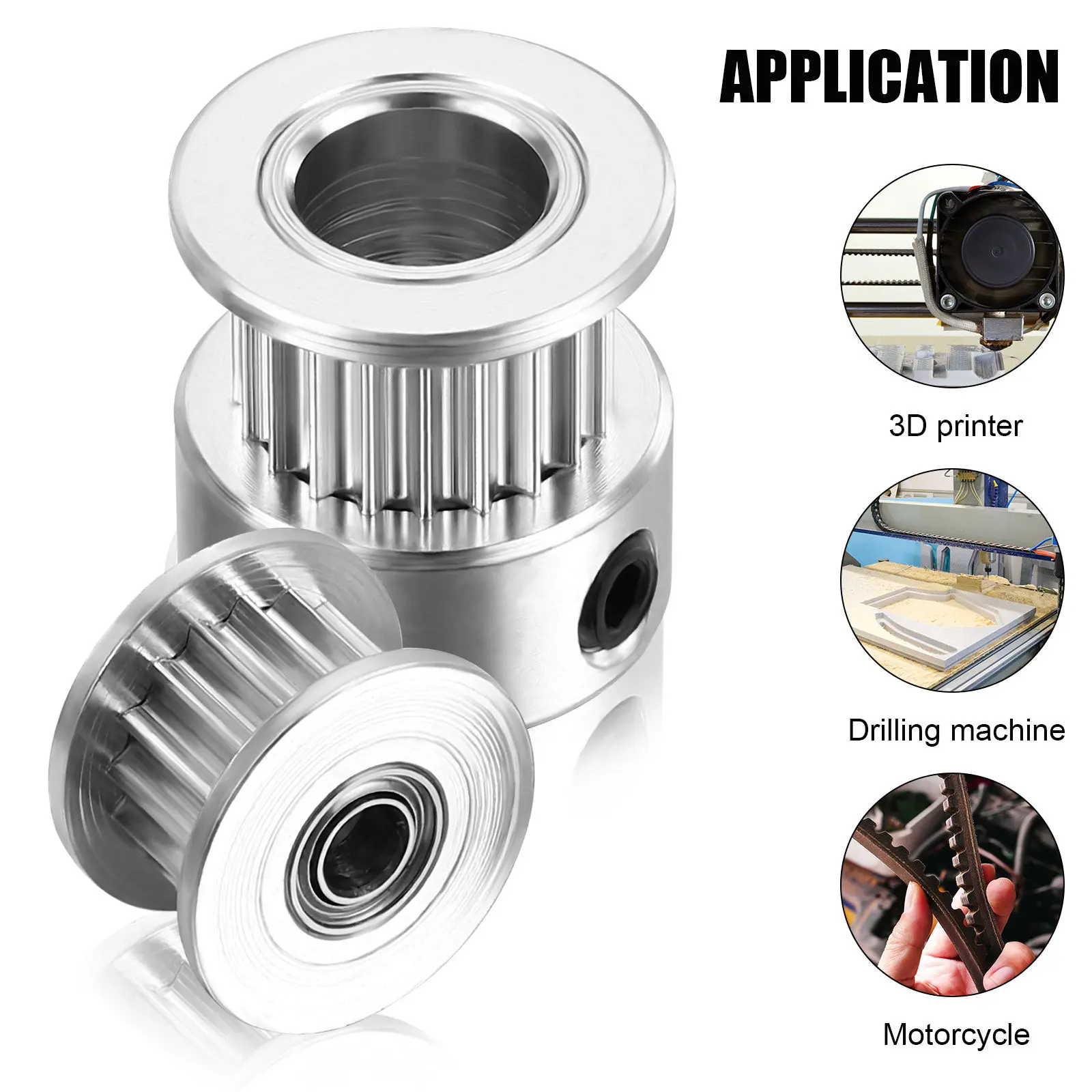 1Set Synchronous Wheel Idler Pulley Kit Premium Aluminum Alloy 3D Printer Parts Timing Belt Pulleys Two Inner Diameters Rounded
