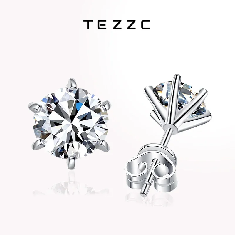 

Tezzc 0.5-2ct D Color Moissanite Stud Earrings For Women 925 Sterling Silver Lab Diamond Sparkling Screw Earring Wedding Jewelry