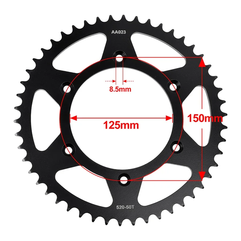 

520 50T Motorcycle Rear Sprocket Chain Wheel For KTM 250 SX 97-03 SX-F 250 XC 07-14 XC-W 300 Enduro 300 EXC 18-22 MX 300 MXC XC