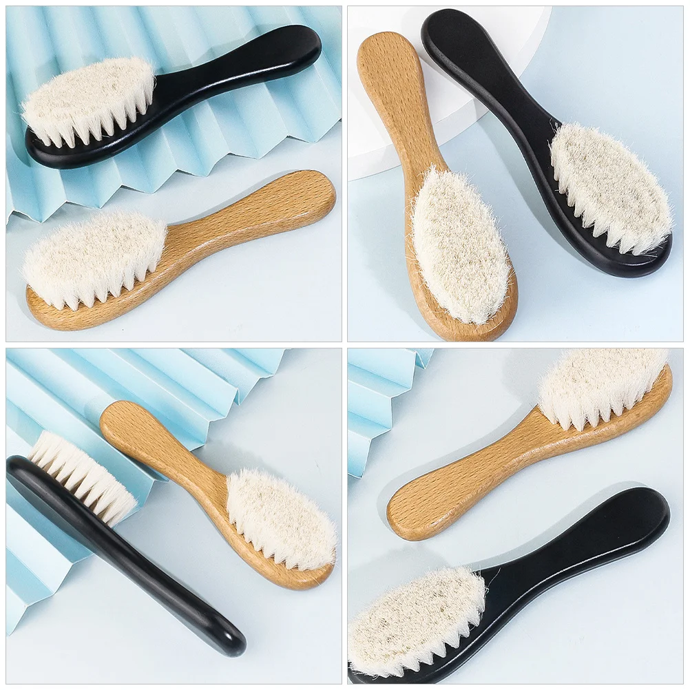 2 قطعة فرشاة شعر الطفل غطاء مهد شعيرات ناعمة مقبض خشبي فرشاة لحديثي الولادة طفل رضيع لطيف فروة الرأس تنظيف دش حمام