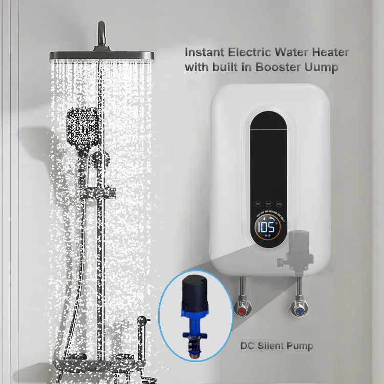 

Wall Mounted Pressure Pump Shower Mini Tankless Fast Heating Electric Hot Water Heater For Shower With Pump