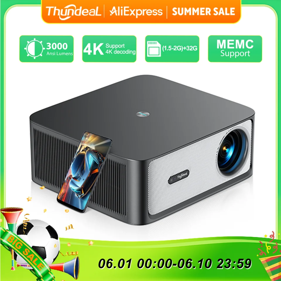 ThundeaL TD98Pro 2K 4K Full HD 1080P Portable Projector Auto Focus