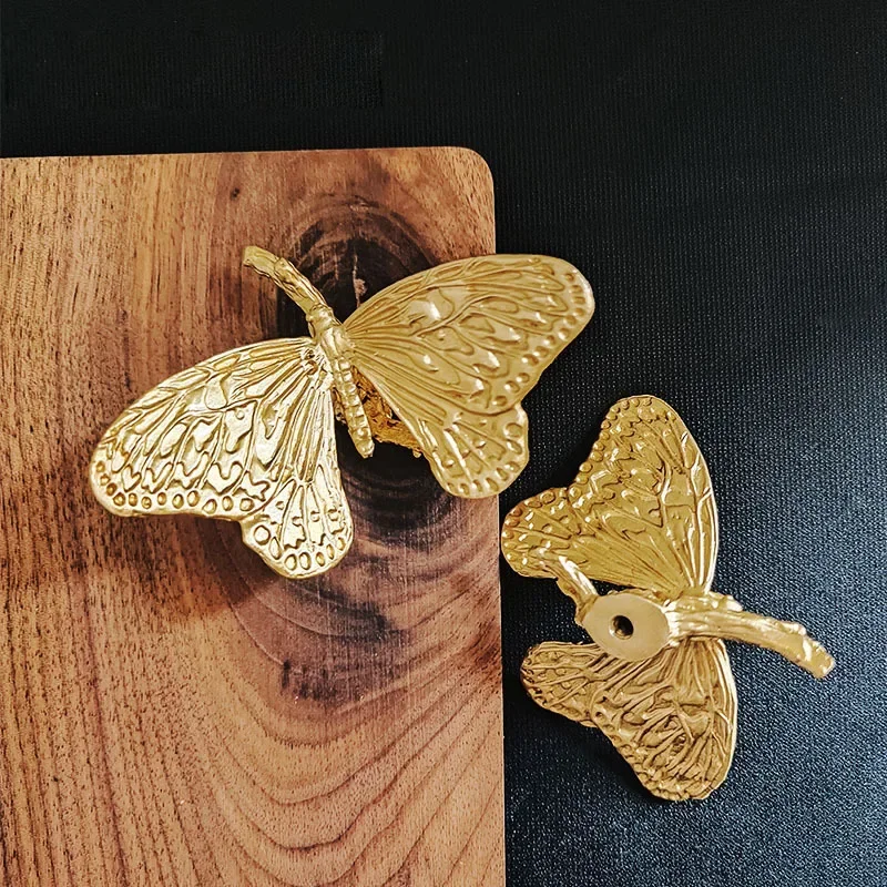 Butterfly-shaped Furniture Handles Solid Brass Wardrobe Pulls Kitchen Cabinet Cupboard Knobs Handles for Cabinets and Drawers