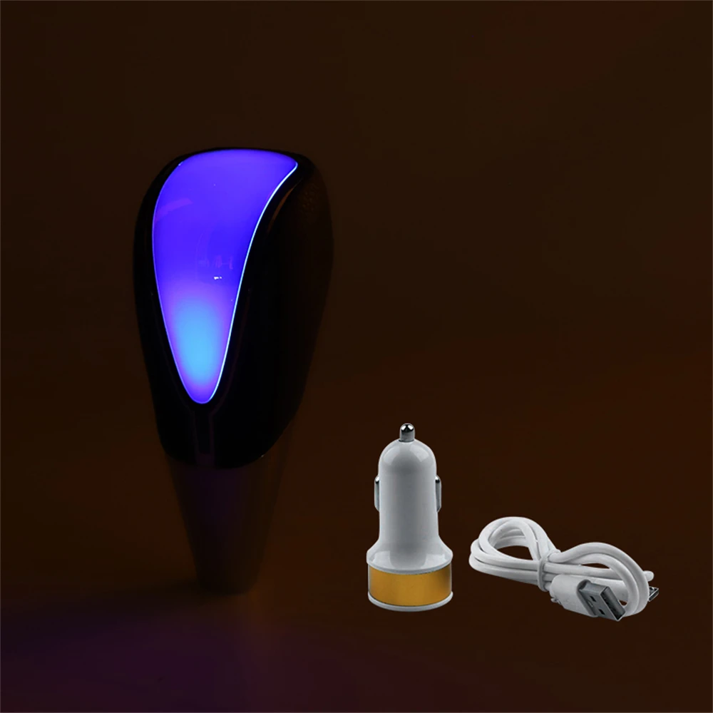 7 colors changes Activated Gear Shift Knob 5 6 Speed Car LED Gear Handball Knob Light Cigarette Lighter Charger