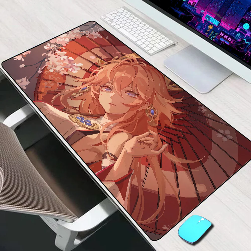 Genshin Impact Yae Miko Large Mouse Pad Gaming Accessories Mouse Mat XXL Laptop Keyboard Mat PC Gamer Desk Pad Computer Mousepad