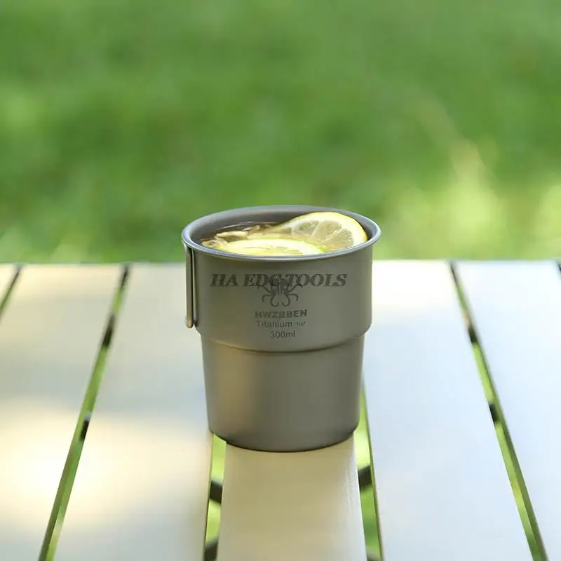

Титановая чашка для кемпинга на открытом воздухе, дорожная портативная посуда, Складная легкая кружка для воды и кофе с крышкой, принадлежности для пикника