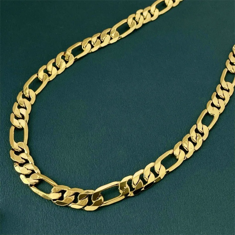 9999 pure 24K gold men's hollow necklace, interlocking, personalized men's boutique necklace