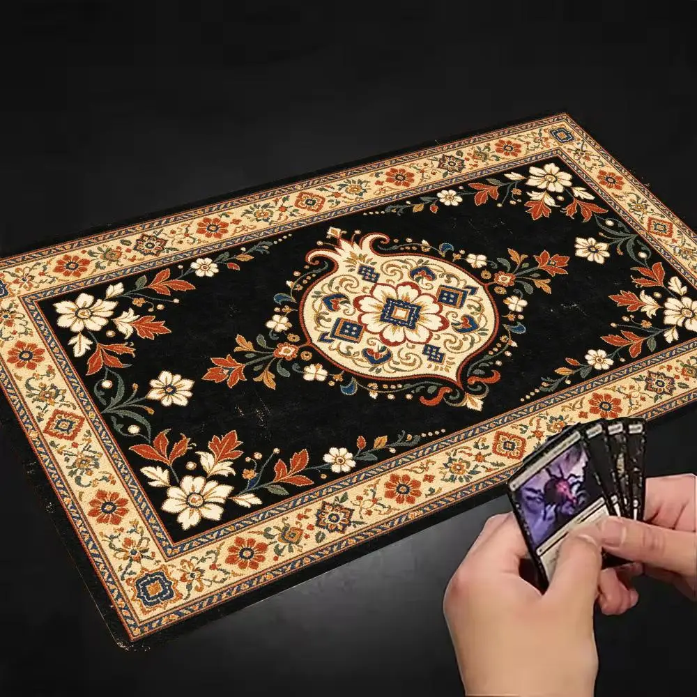 Black Medallion Persian Rug Pattern Thick Rubber Mouse Pad Desk Mat Large Size For Luxury Vintage Office