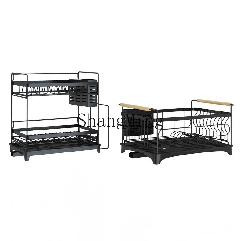 

ZYY household double-layer dishes, knives and chopsticks, drain rack, kitchen tableware cutting board, storage rack