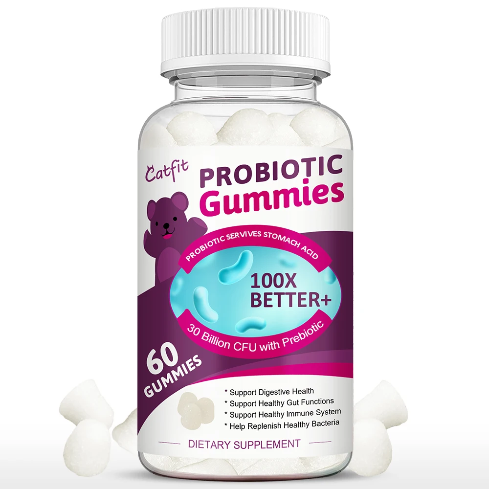 Catfit 120 Billion Probiotics Contain Prebiotics and Digestive Enzymes To Improve Intestinal Digestion and Support Immune Health