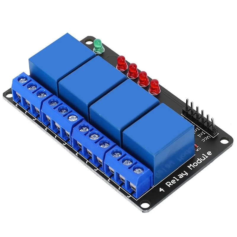 4-Way Relay Module Low Level 3V Black Plate With Indicator Light For Home Appliance Control