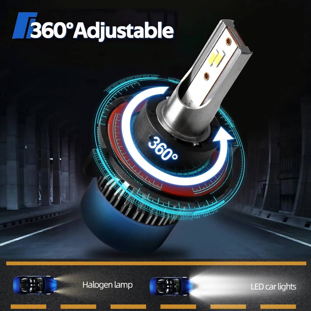2PCS H13 9008 LED Headlights Bulbs High Low Beam 6000K Super Bright White Euipped With Internal Drive Auto Light Bulbs