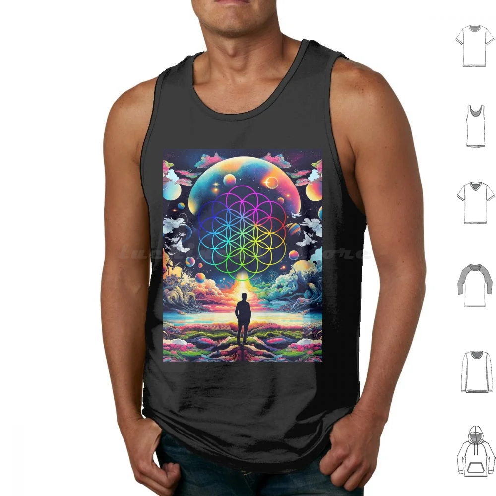 Ethereal Skies Tank Tops Print Cotton Pop Band Music Artist Fanart Song Album Lyrics Flower Of Life Multicolored Fantasy