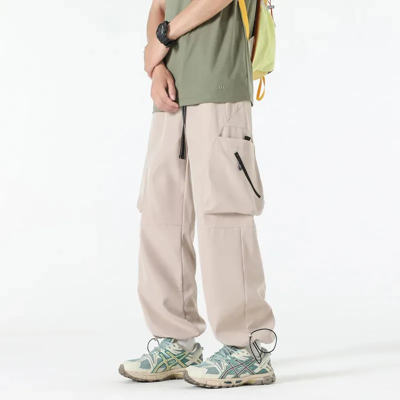 남성용 트렌디하고 다재다능한 루즈 캐주얼 바지 새로운 가을 스타일 아메리칸 하이 스트리트 패션 작업복 바지 단색