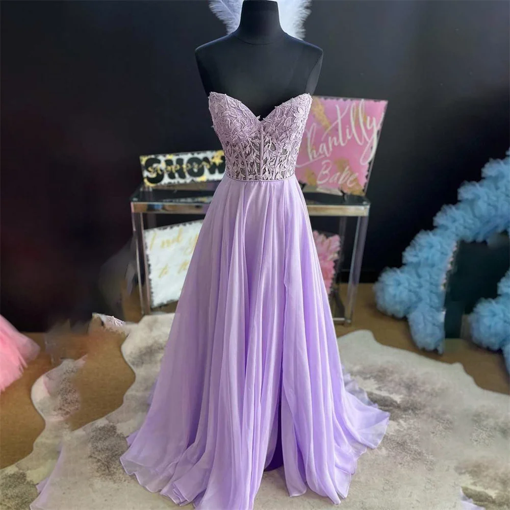 

Lily Sweetheart Prom Dress Appliques Party Dresses Purple Chiffon Celebrity Gowns Sleeveless Wedding Party Dress вечерние платья