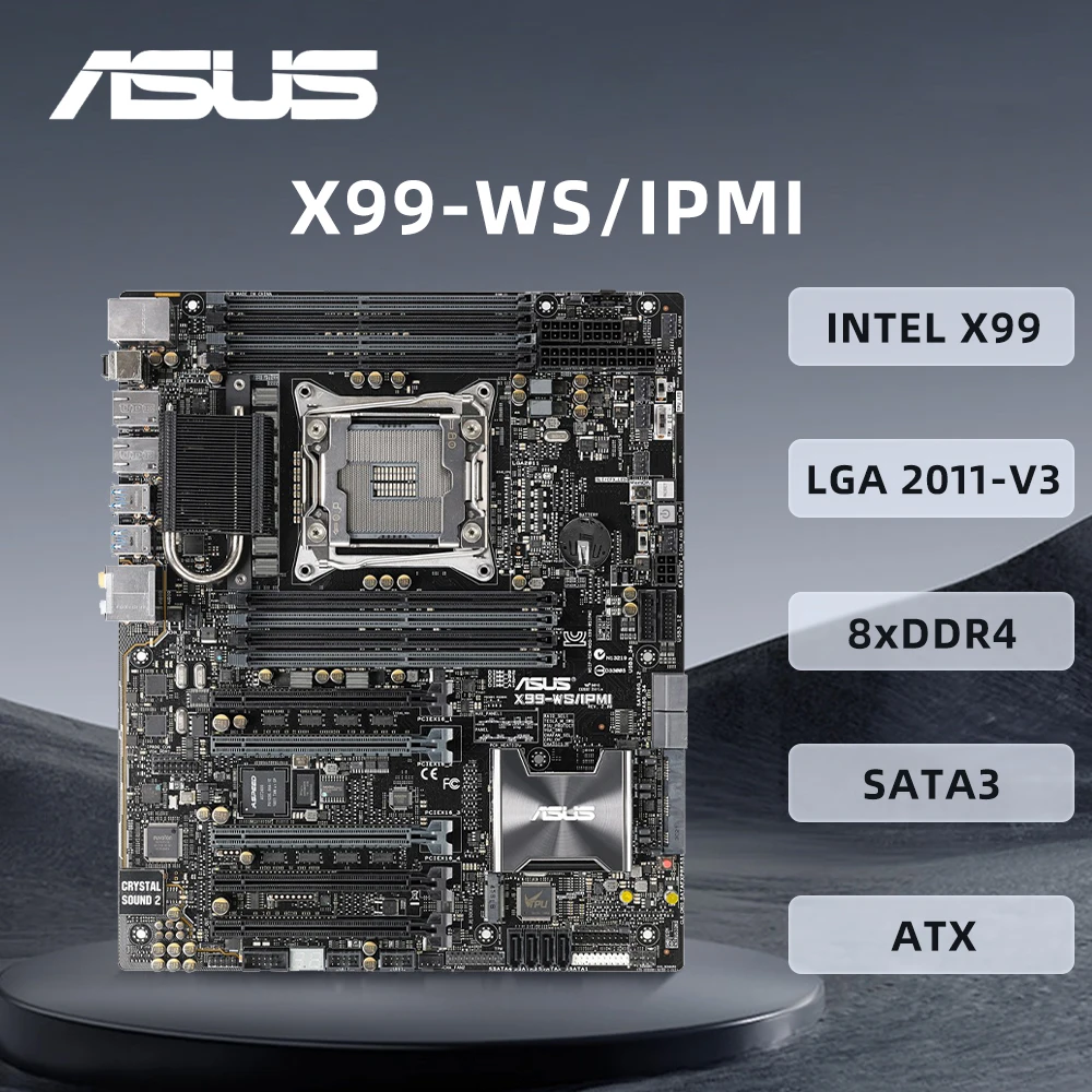 ASUS X99-WS/IPMI Motherboard Supports i7-6800K 6900K E5-4669 2695 2690 2629 2683 2609 1680 CPU LGA 2011-3 8xDDR4 128GB M.2 ATX