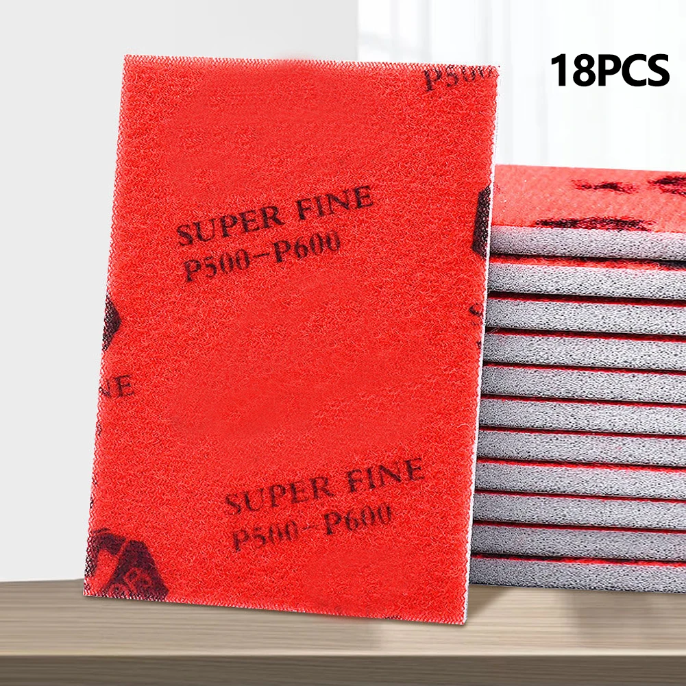 Papel de lija de espuma suave, 18 piezas, modelo de Metal, bloque de pulido de muebles, almohadillas portátiles ligeras de madera, esponja de lijado ultrafina