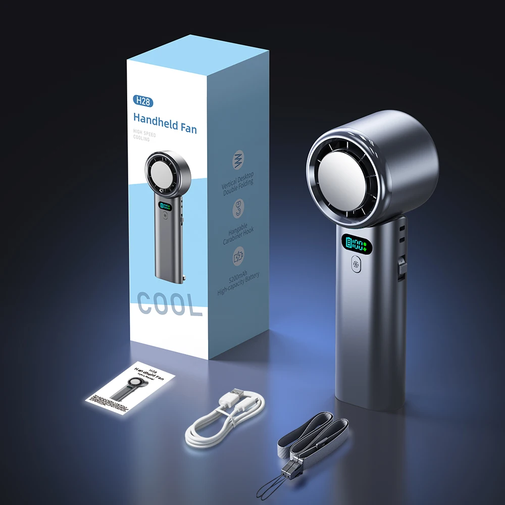 0-100 Speed Cooling Handheld Fan, Lightweight Portable, Low Noise, Wearable Design with USB Charging image 5