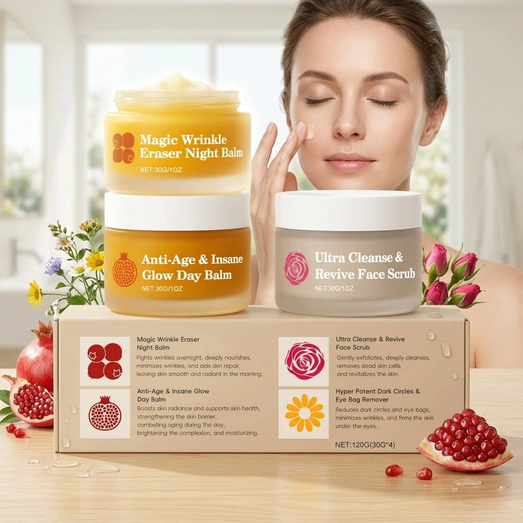 Day Night Skincare Set Moisturizing Repair Skin Barrier Brightening Facial Skins Multi Functional Skincare Eye Face Care Combo