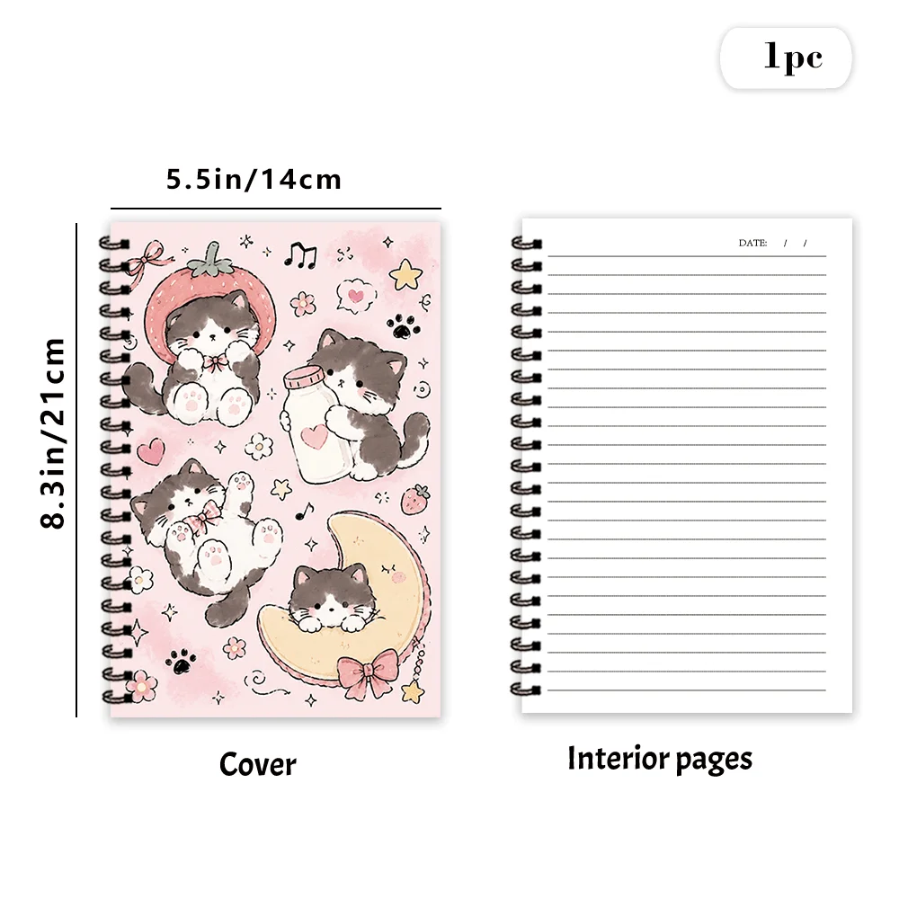 Strawberry Cat themed Notebook 1pc, Blank Lined Pages, Ideal Gift for Note-Taking, Inspiring for Everyone, Perfect for Students