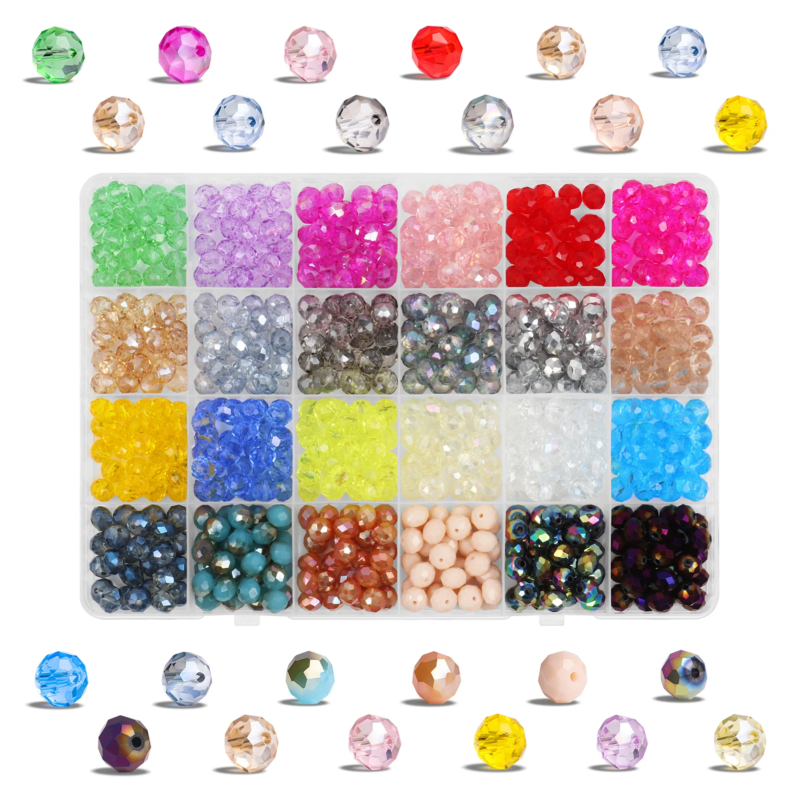 

720pcs/lot Mix 6.5x8mm Rondelle Austria Faceted Glass Crystal Beads Spacer Beads For Jewelry Making DIY Bracelet Kits Boxed