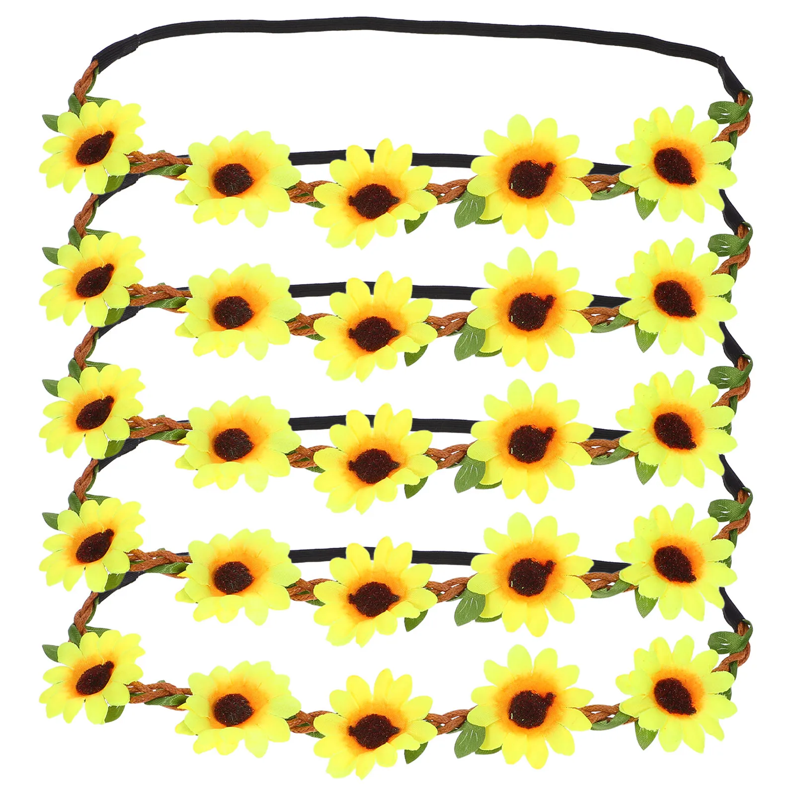 

5 Pcs Sun Flower Headband Sunflower Headgear Beach Party Girl Hair Accessories Wreath for Hawaii Tropical Women