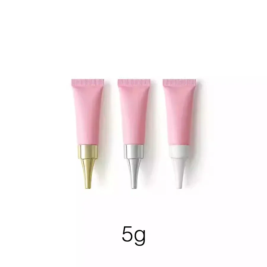 Contenedor vacío de cosméticos de color rosa mate, botella exprimible recargable, crema de ojos, loción de esencia, tubo suave de muestra, 5g, 5ml