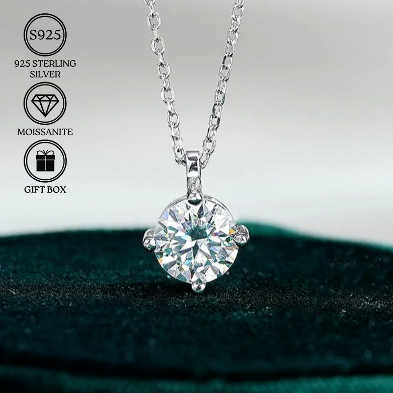 1pc 1/2//5/10Carat Elegant Moissanite Necklace, Sophisticated and Luminous in 925 Silver - Stylish Pick for Both Everyday Wear.