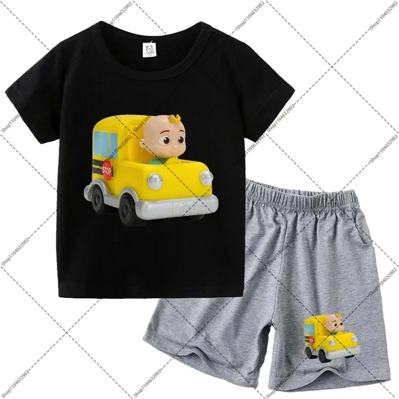 Cocomelon Set Baju Anak Musim Panas Celana Kaus Bayi Laki-laki Setelan Lengan Pendek Anak Perempuan Setelan Baju Anak Balita Hadiah Ulang Tahun