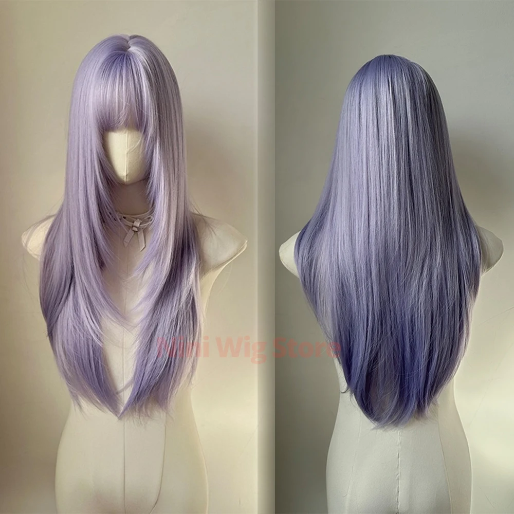 Cosplay Wig Long Straight Synthetic Wigs with Bangs For Women Lolita Halloween Cosplay Christmas Party Daily Use Heat-resistant