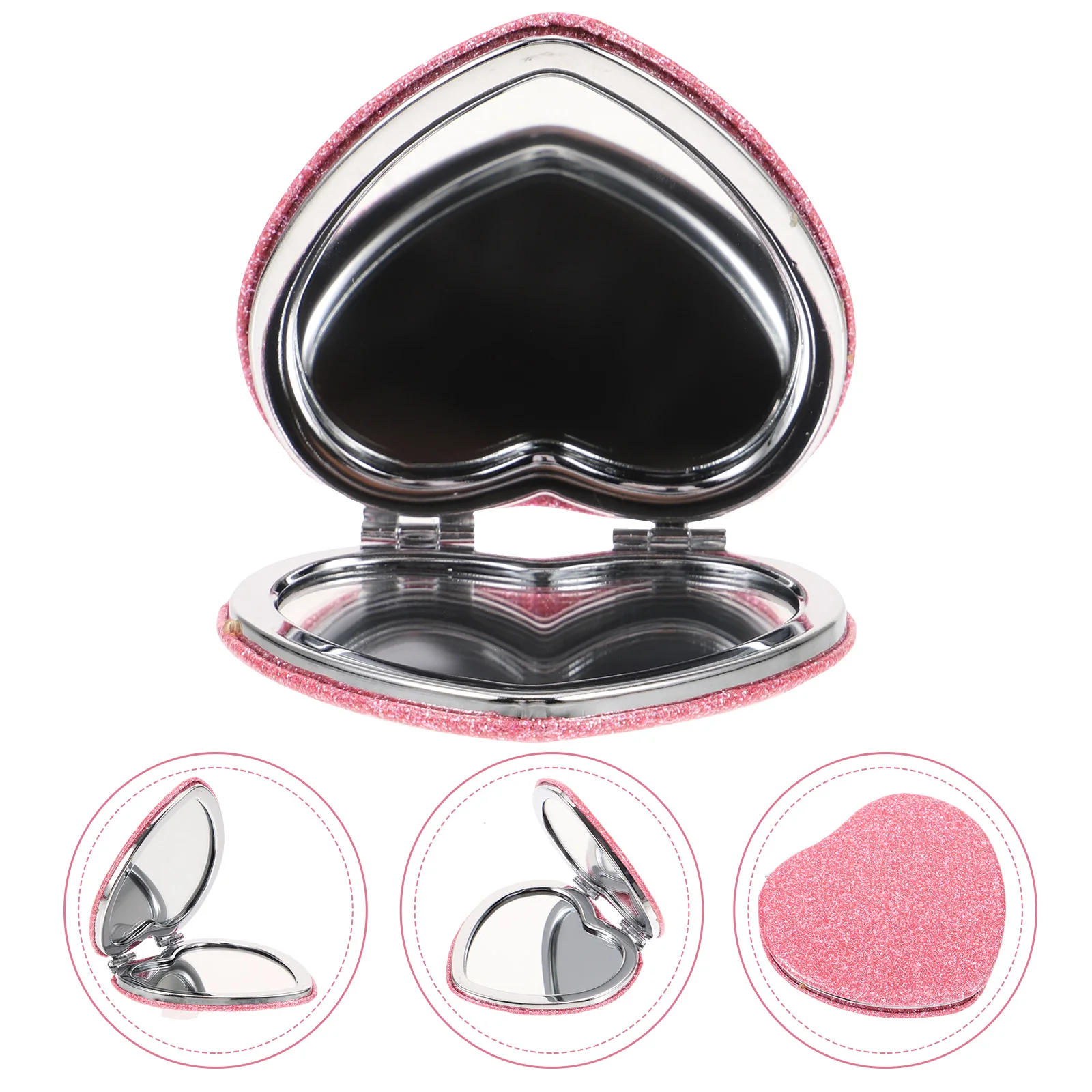 Małe lusterko kieszonkowe w kształcie serca, przenośne, kompaktowe lusterko do makijażu dla kobiet, lekkie, składane, o wysokiej rozdzielczości.