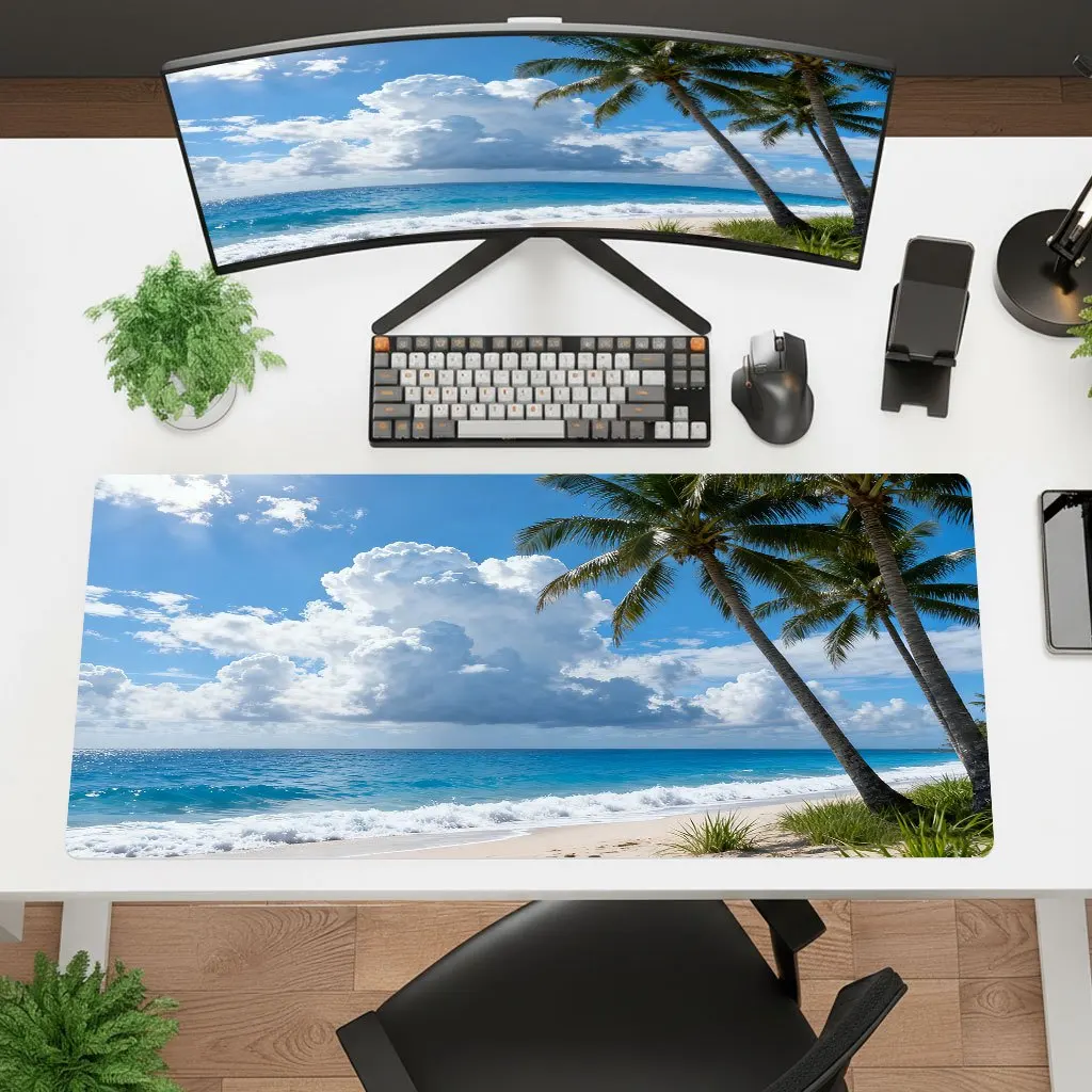 Brand Beach Palm Tree Iron Art Mouse Pad Non-Slip Washable HD Print Office Laptop Gaming Desk Mat