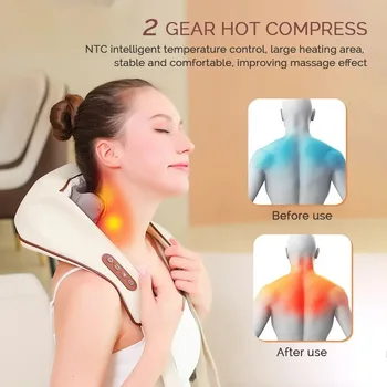 HOWEFISH Wireless Neck and Shoulder Kneading Massage Pillow Electric Neck and Back Massager Cervical Back Muscle RelaxingMassage