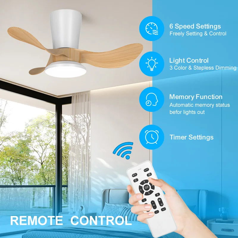 Manufacturing Metal Ceiling Fans with Lights Remote Control DC Motor 3 Blades for Living Room Fan with Chandelier Light