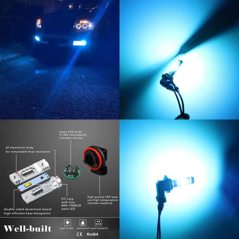 

3800lm H8 H11 Светодиодные лампы H16, 8000K Ice Blue Противотуманные фары Высокая освещенность ETI 56-SMD Xtreme Супер яркая замена лампы