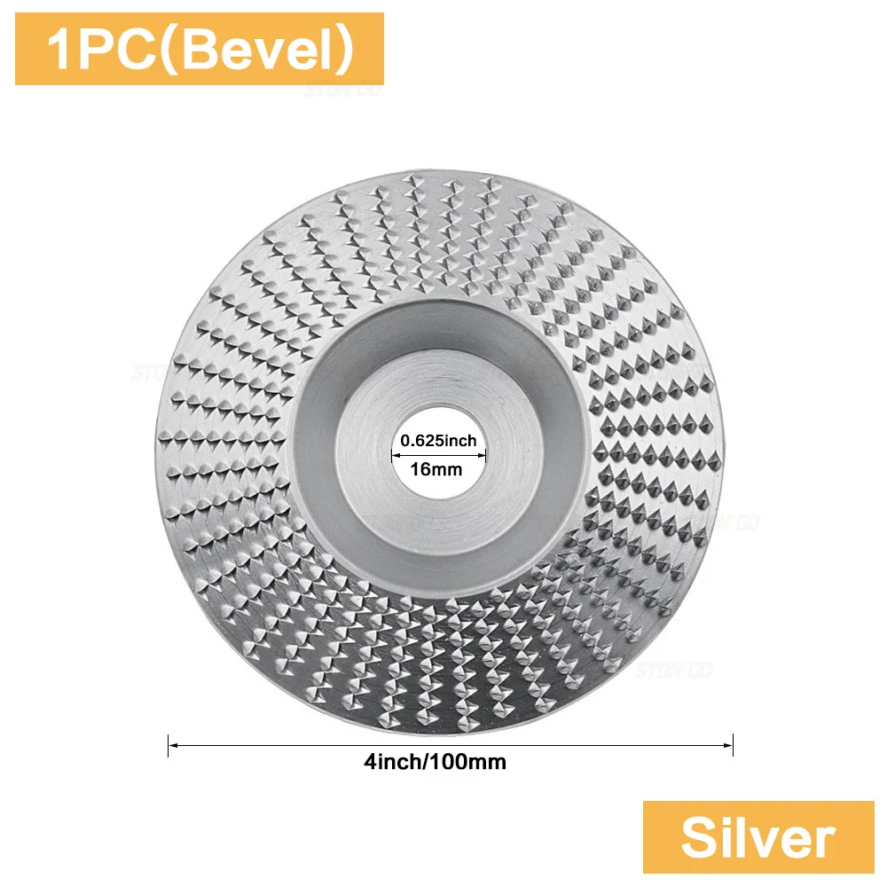 STONEGO Wood Grinding Wheel Angle Grinder Disc Wood Carving Sanding Steel Arc/Flat/Bevel Disc Abrasive Tool